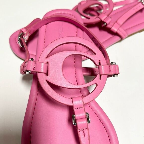 Coach Women’s Jeri Petunia Pink Leather Thong Sandals Size 9B NEW - Picture 5 of 9